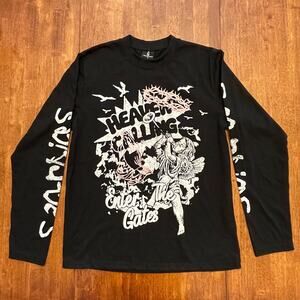 Sackrifices Heaven Calling Enter The Gates Graphic Long Sleeve Shirt Tee Black L